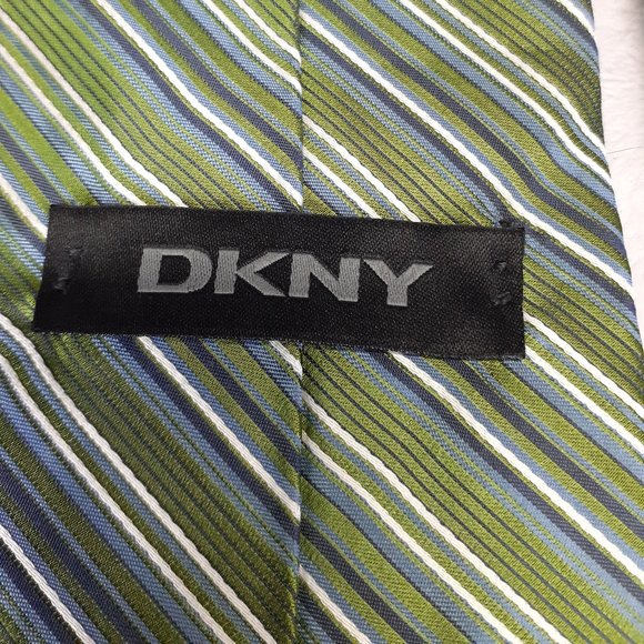 DKNY Men's Tie Diagonal Stripes Wide Green 57.5 In - Picture 4 of 6